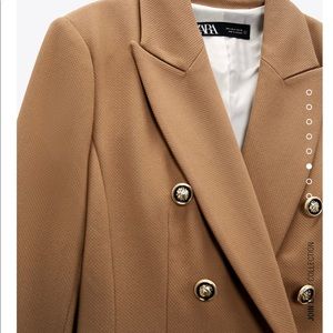 Zara Tailored  double Breast Blazer. Size Medium . Color Taupe Brown.2753-225